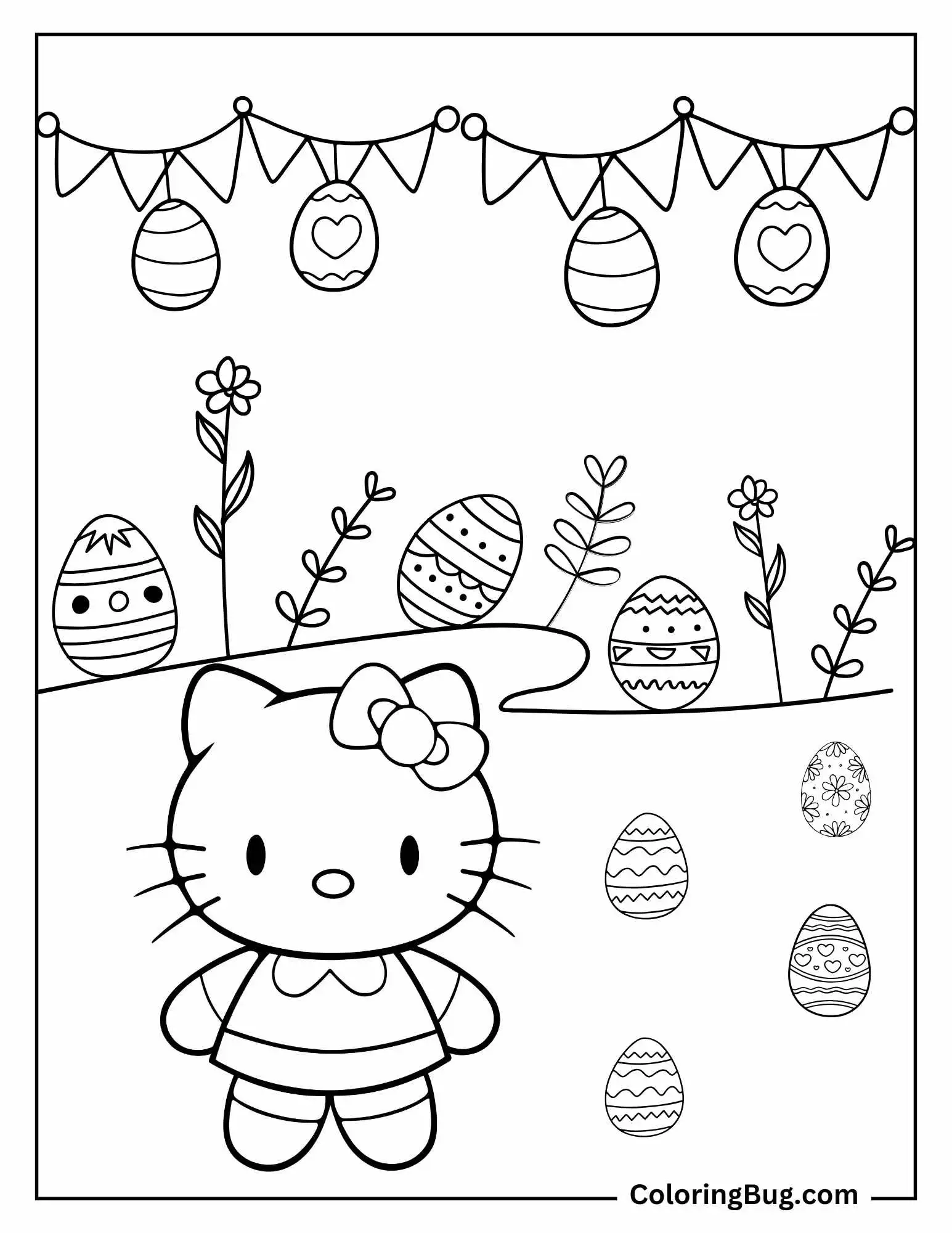 Hello Kitty Celebrating Easter Coloring sheet
