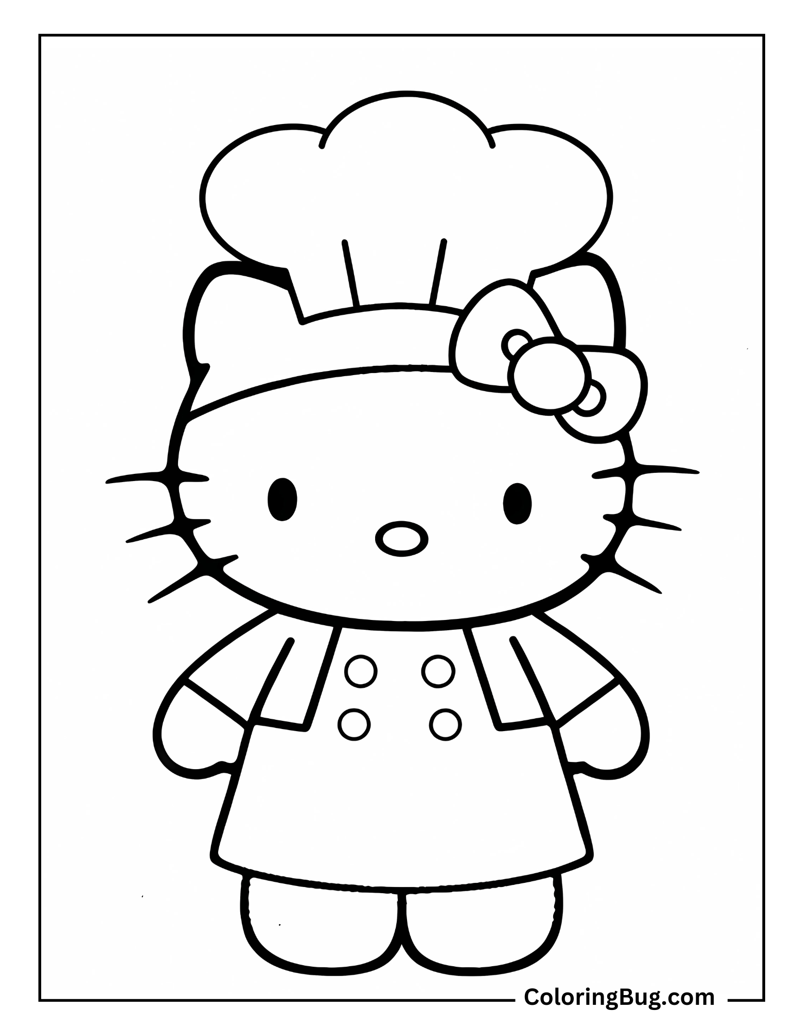 Hello Kitty Dressed As a Chef Coloring Sheet