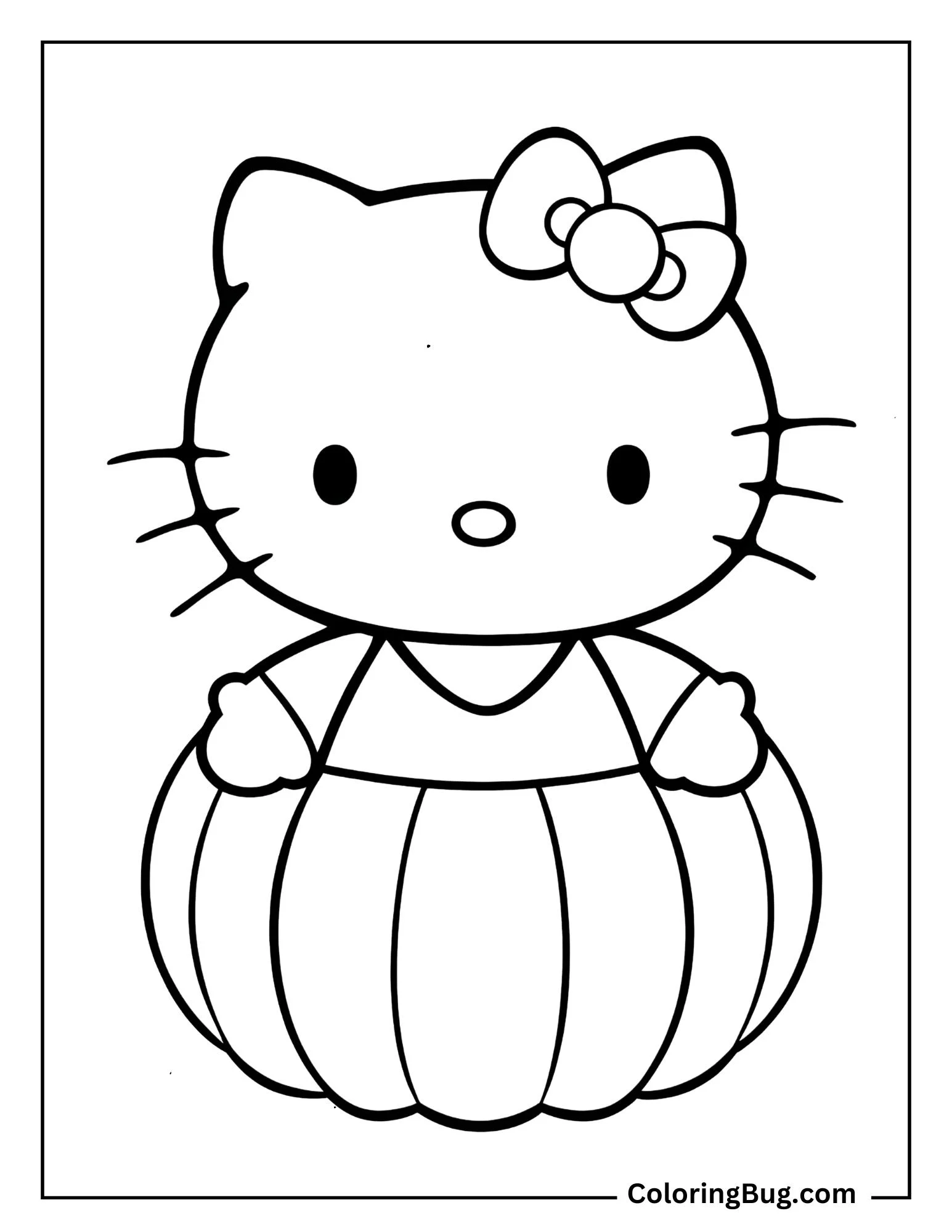 Hello Kitty Dressed As a Pumpkin Ready For Halloween Coloring Sheet