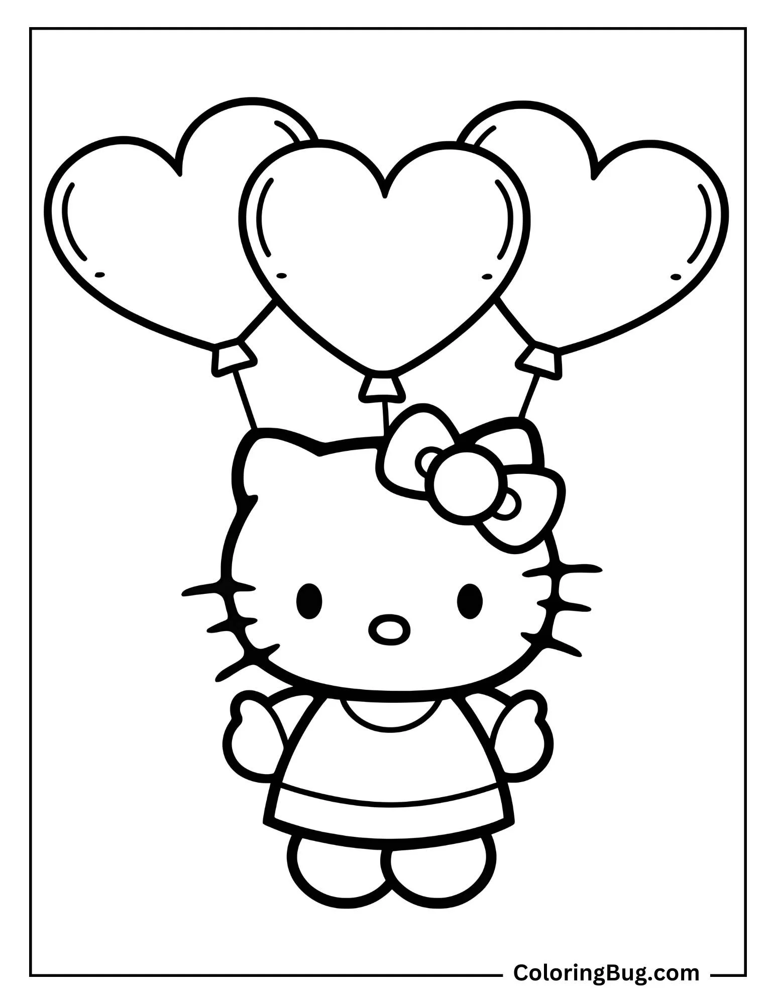 Hello Kitty Happy Mother's Day Balloons Coloring Page