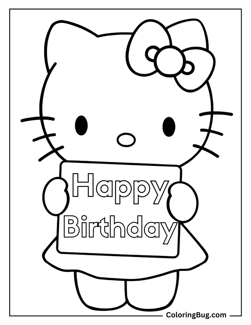 20 Hello Kitty Birthday Coloring Pages (Free Printable PDFs)