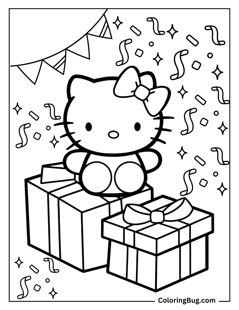 20 Hello Kitty Birthday Coloring Pages (Free Printable PDFs)
