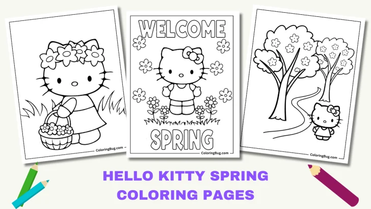 Hello Kitty Spring Coloring Pages