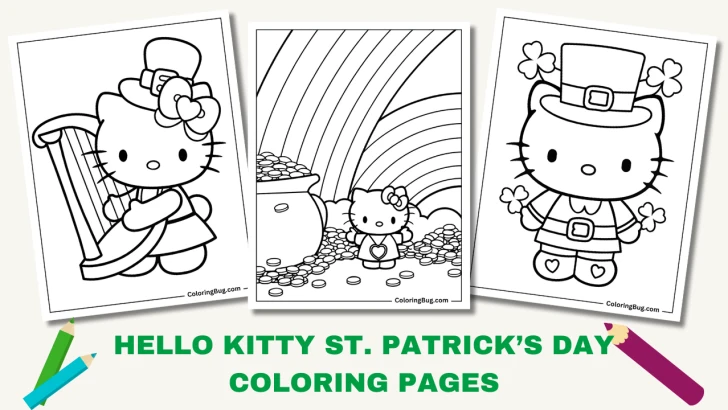 30 Hello Kitty St. Patrick’s Day Coloring Pages (Free Printable PDFs)