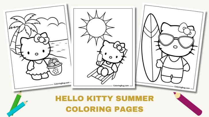 Hello Kitty Summer Coloring Pages