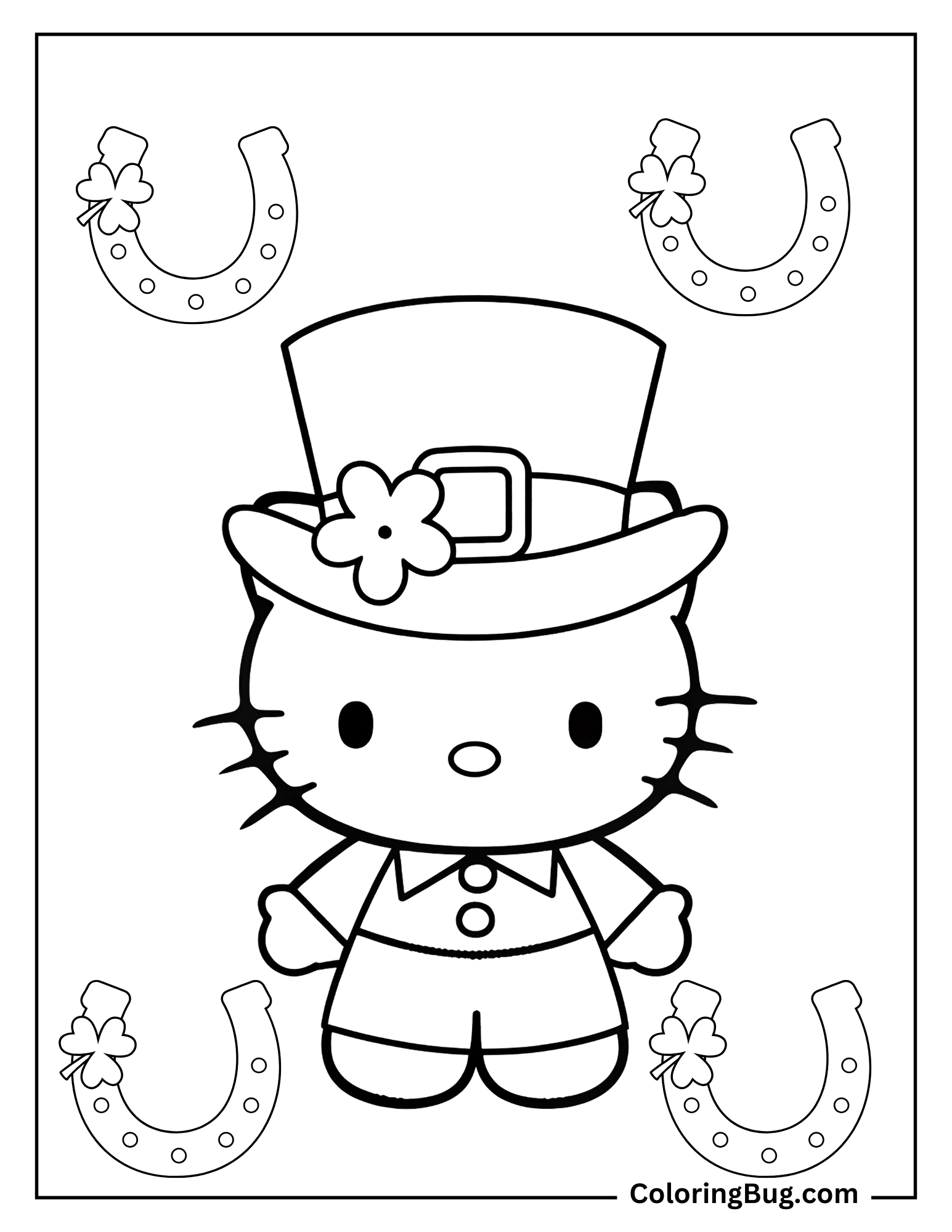 30 Hello Kitty St. Patrick's Day Coloring Pages (Free Printable PDFs)