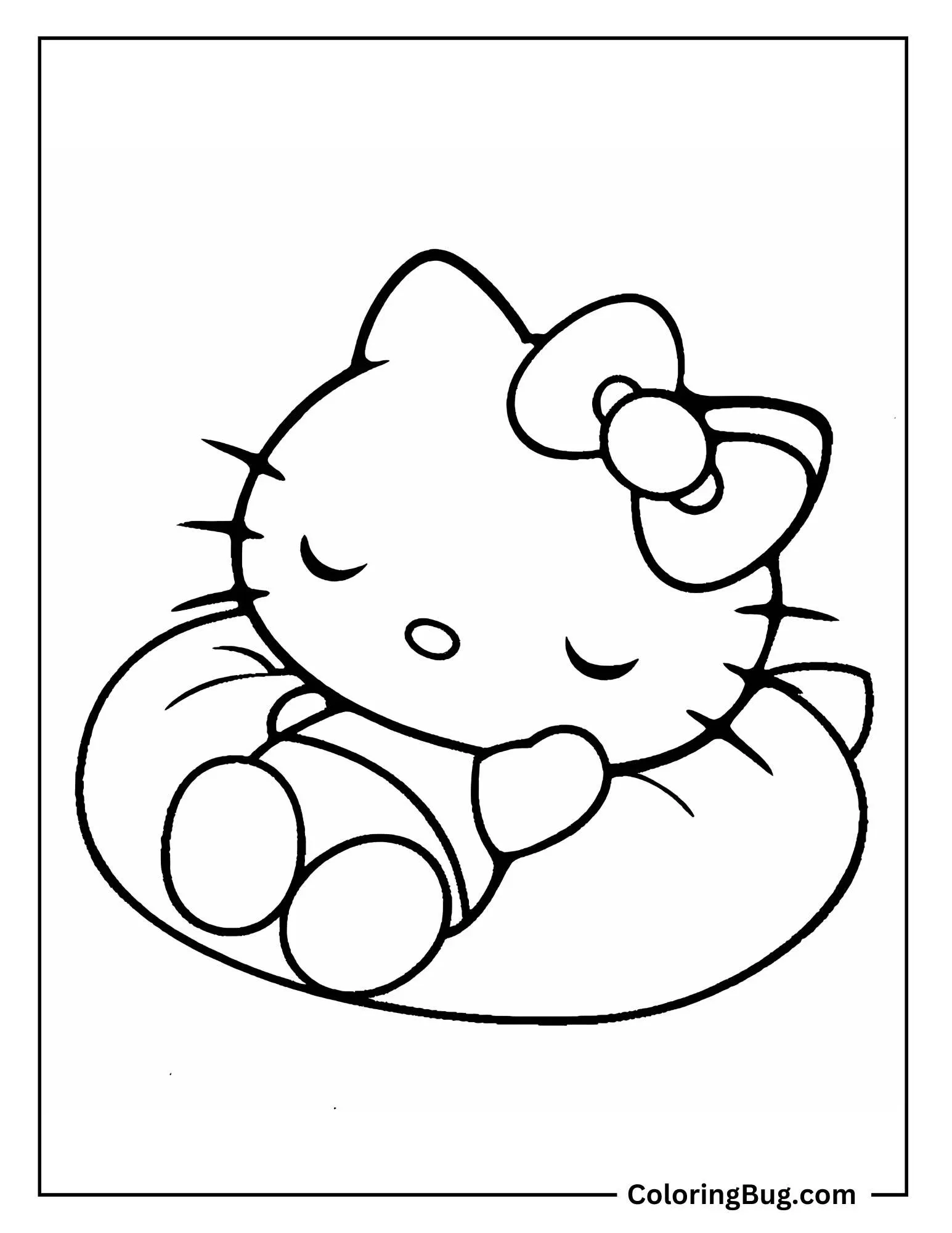 Hello Kitty Taking a Nap Coloring Sheet