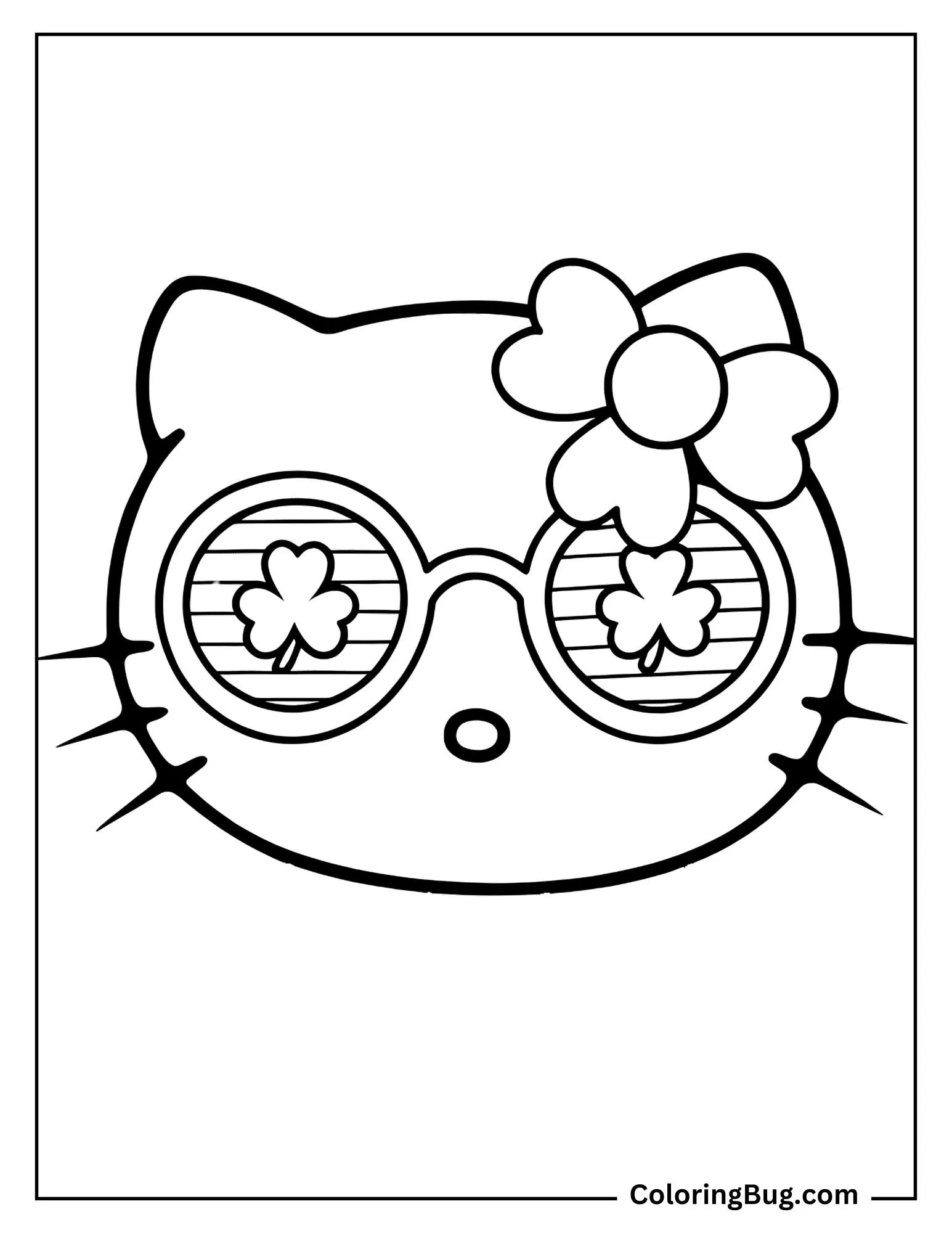 Hello Kitty Wearing St. Patrick's Day Glasses Coloring sheet