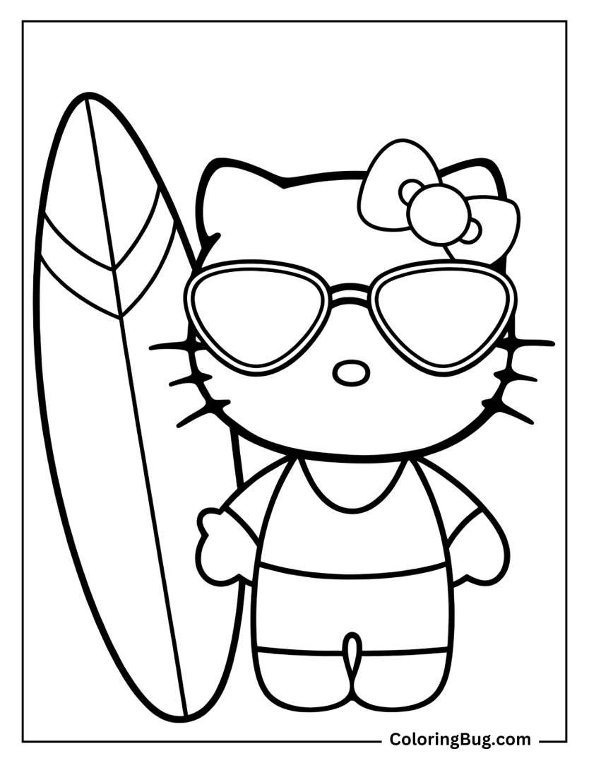 30 Summer Hello Kitty Coloring Pages (Free Printable PDFs)