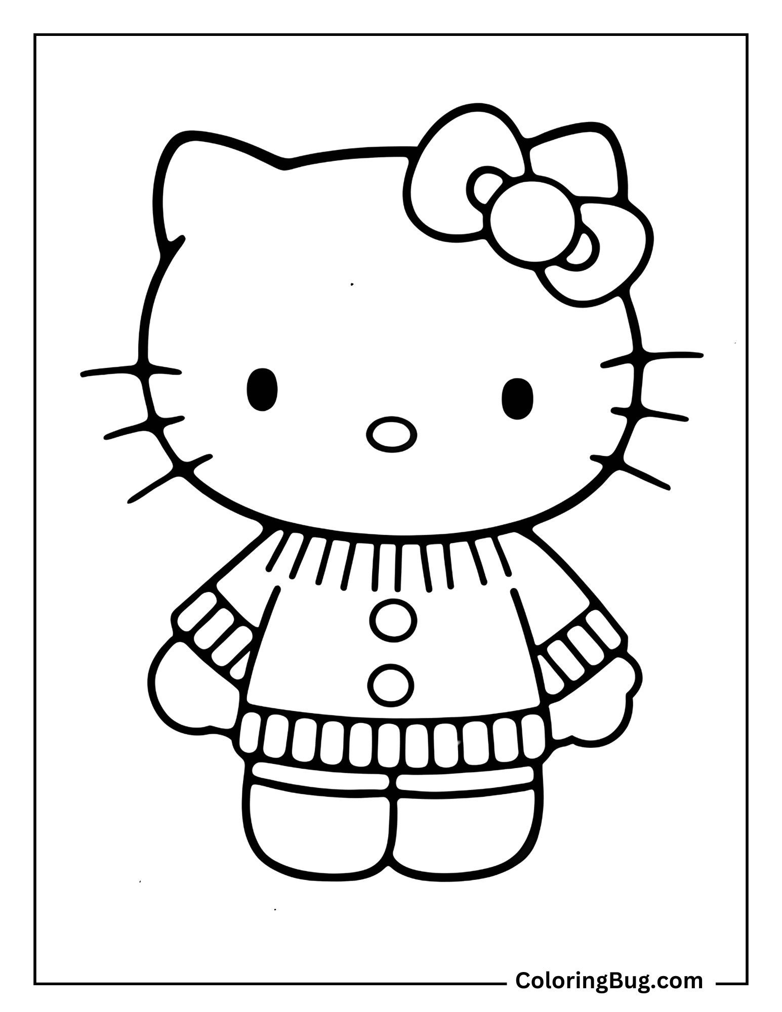 Hello Kitty Wearing a Cute Autumn Sweater Coloring Sheet