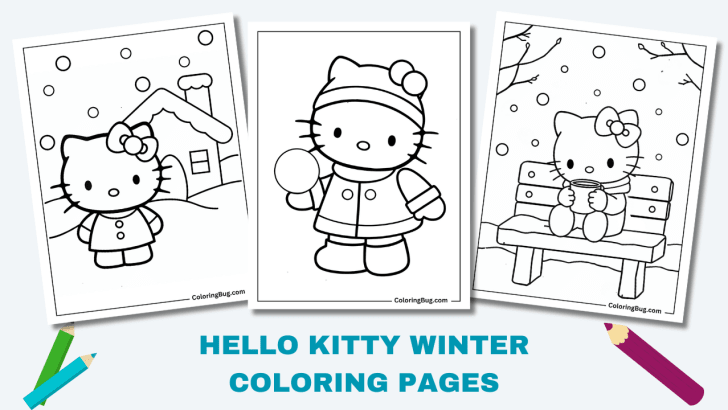 Hello Kitty Winter Coloring Pages