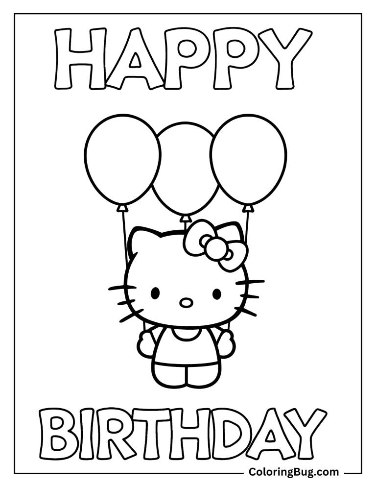 20 Hello Kitty Birthday Coloring Pages (Free Printable PDFs)