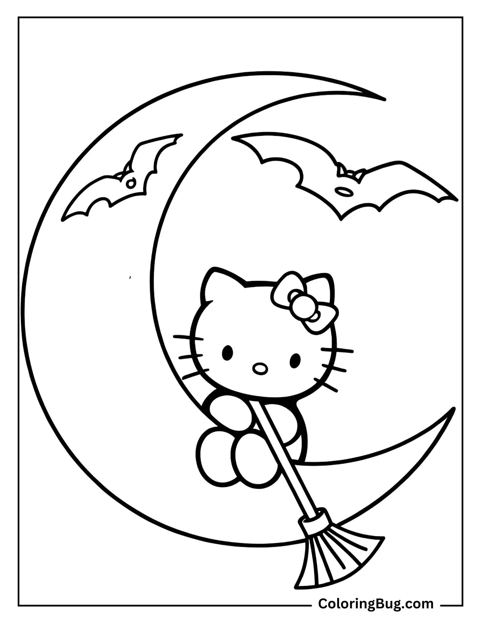 Hello Kitty and the Floating Moon Coloring Sheet
