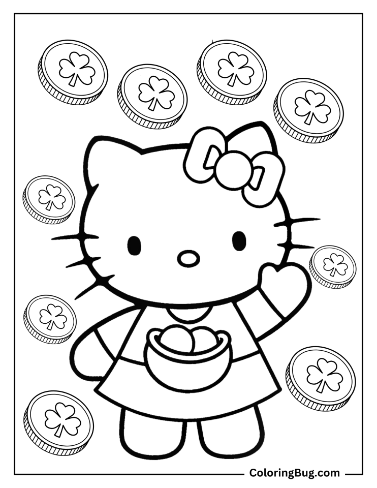 30 Hello Kitty St. Patrick's Day Coloring Pages (Free Printable PDFs)