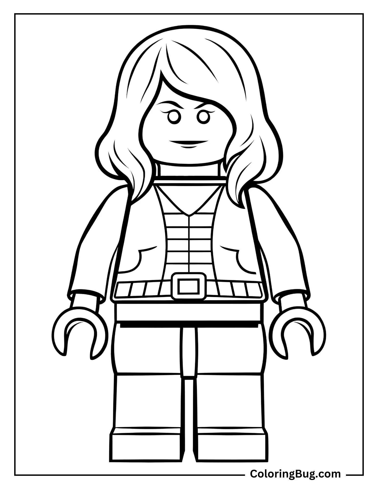 LEGO Black Widow Minifigure Coloring Page