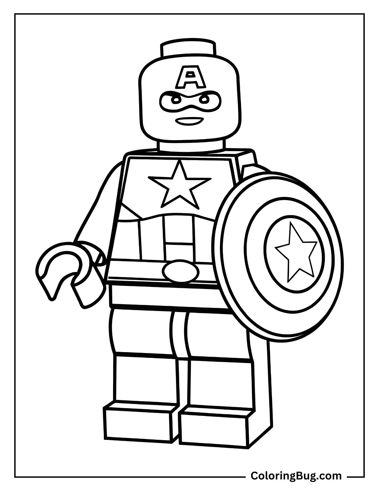 LEGO Captain America Minifigure Coloring Page