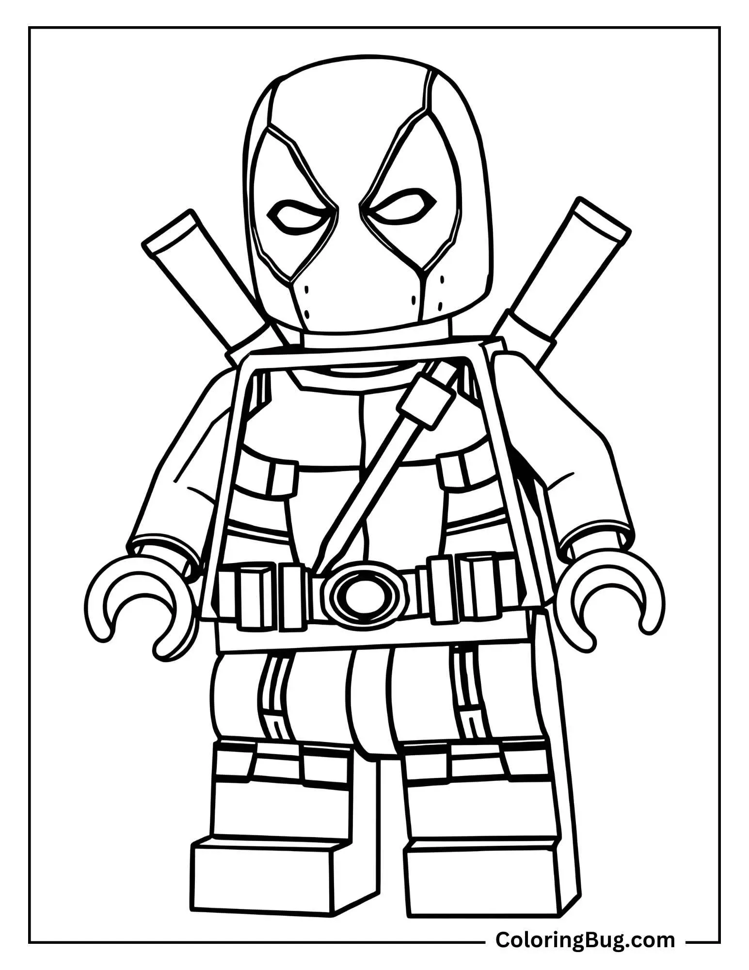 LEGO Deadpool Minifigure Coloring Page