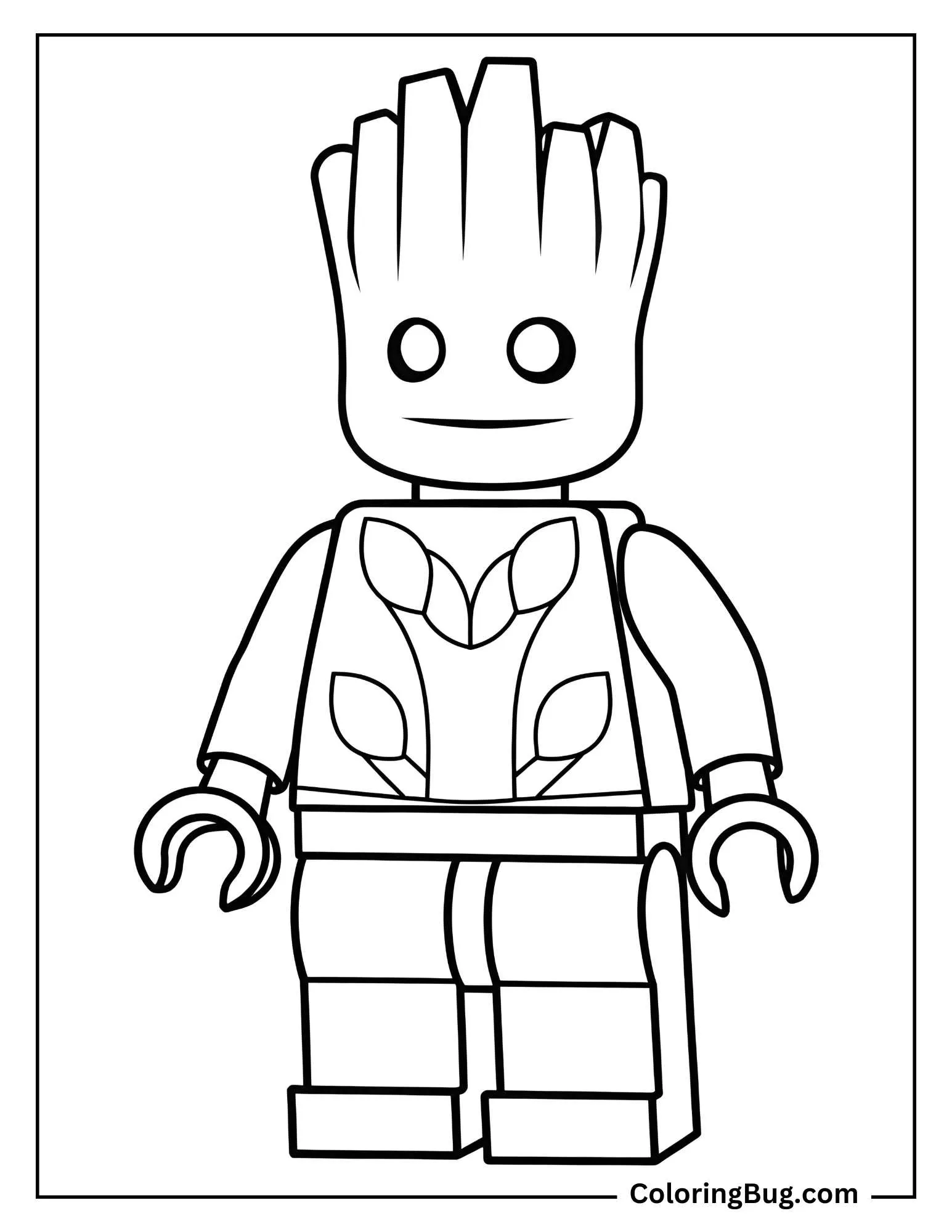 LEGO Groot Minifigure Coloring Page