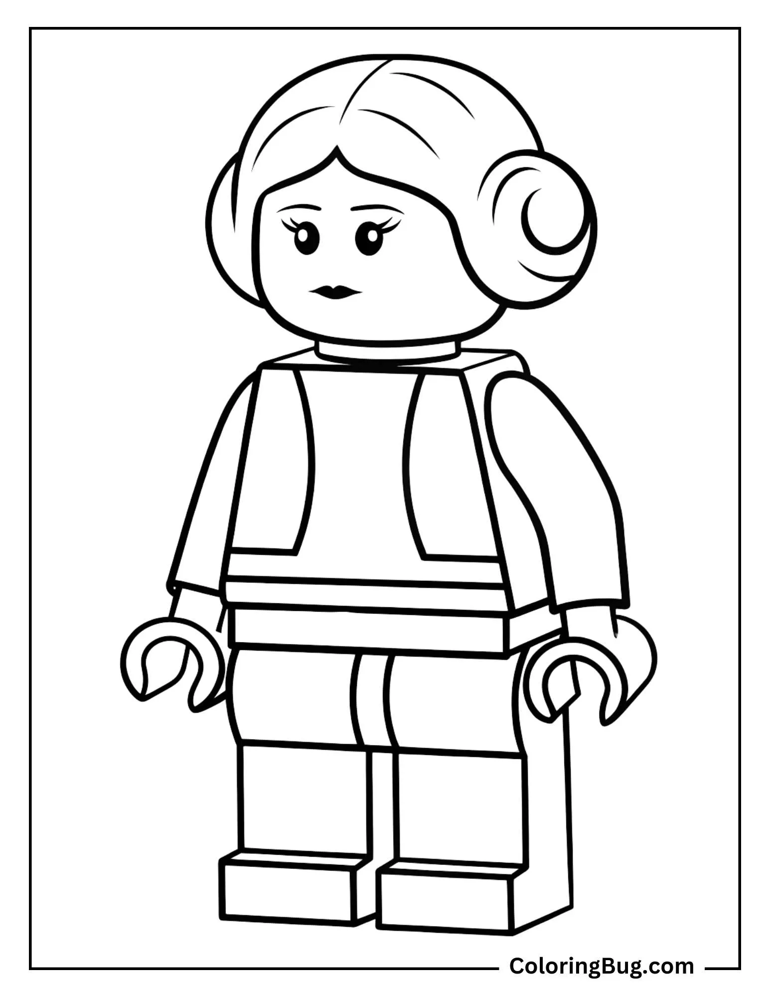 LEGO Princess Leia Minifigure Coloring Page