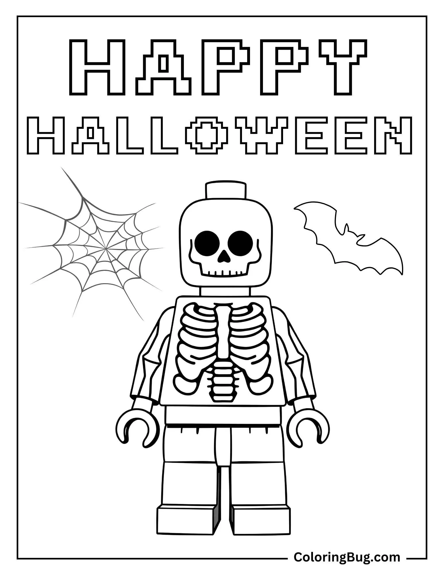 LEGO Skeleton Minifigure Coloring Page