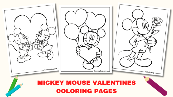 30 Mickey Mouse Valentines Coloring Pages (Free Printable PDFs)