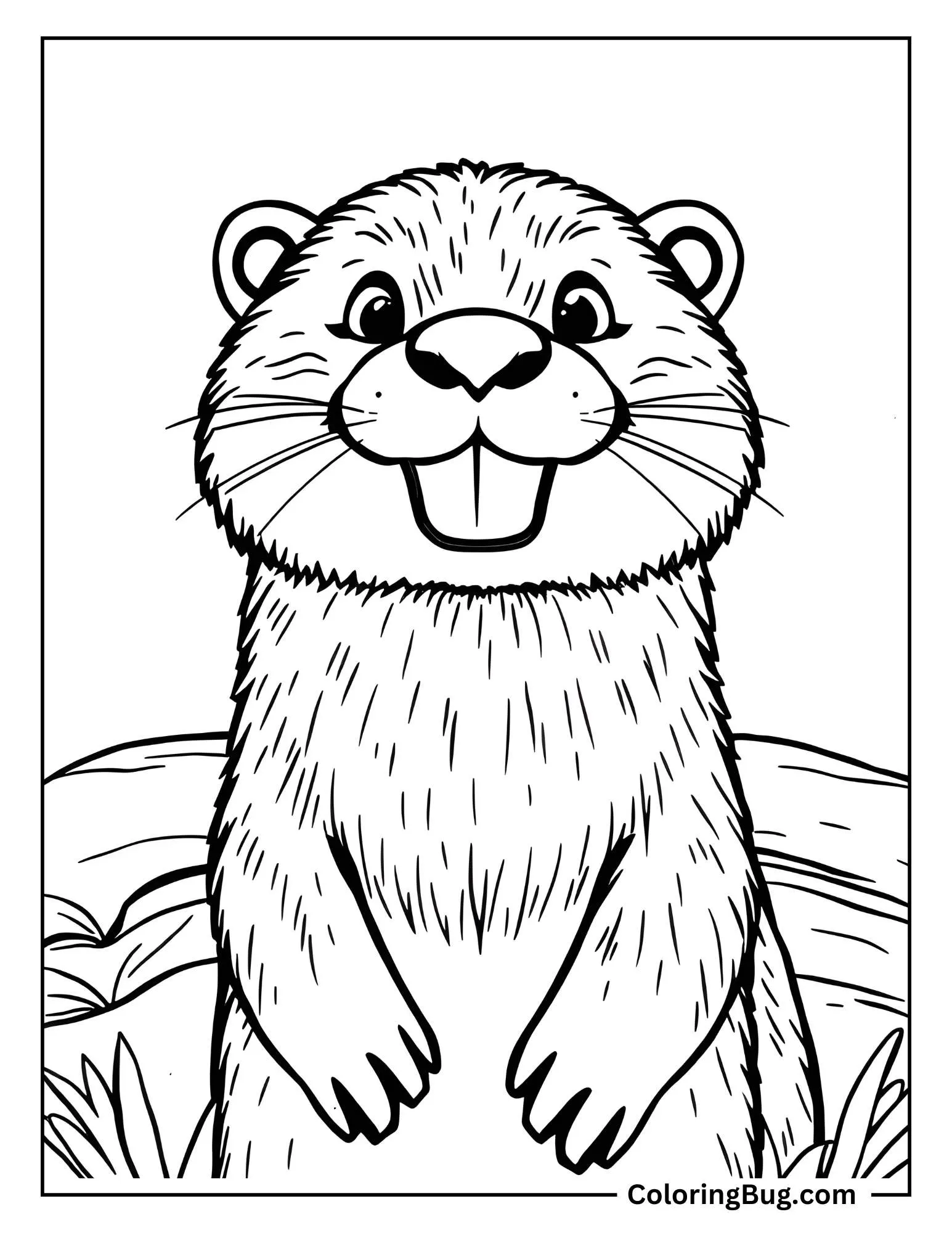 Otter With a Big Happy Grin Coloring Sheet