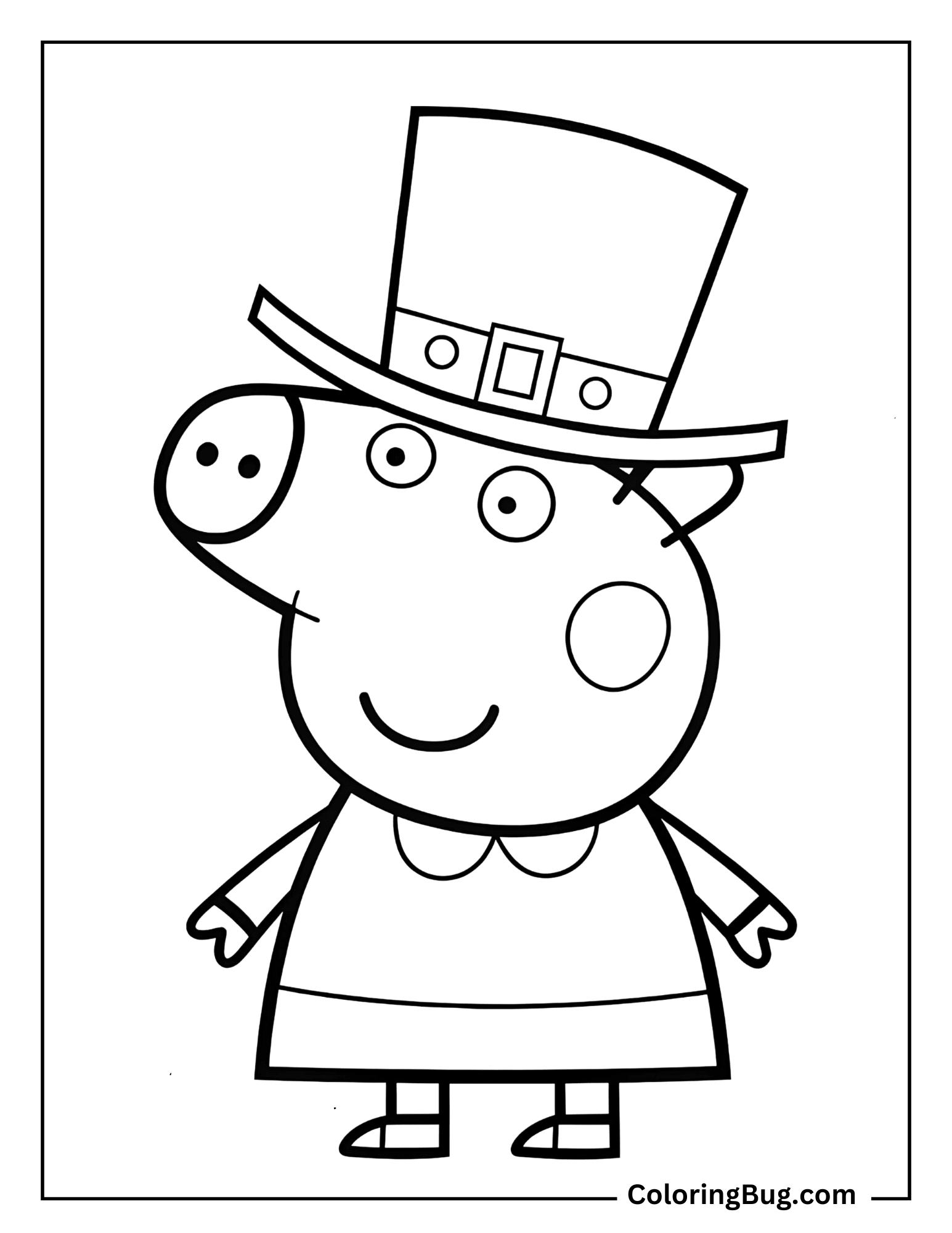 Peppa Pig Dressed As a Leprechaun Coloring Sheet