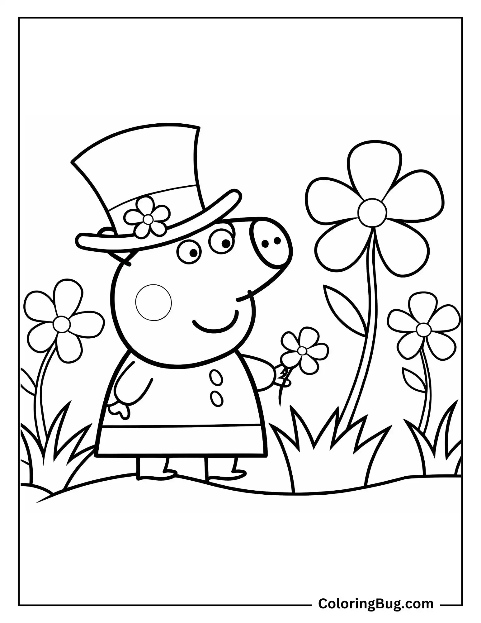 Peppa Pig St. Patrick's Day Spring Coloring Page