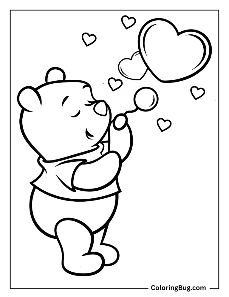 30 Winnie The Pooh Valentines Coloring Pages (Free Printable PDFs)