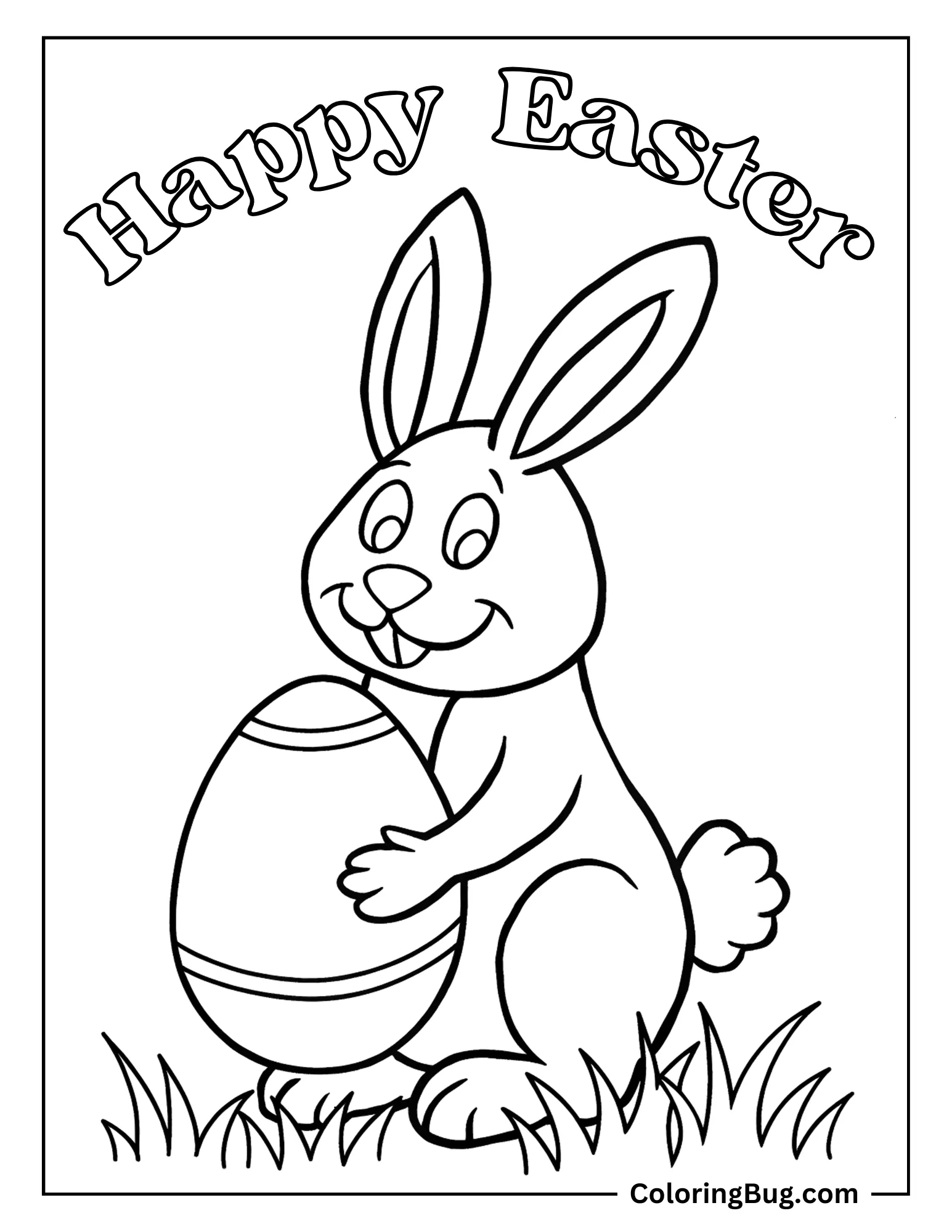Rabbit Holding Easter Egg Coloring Sheet