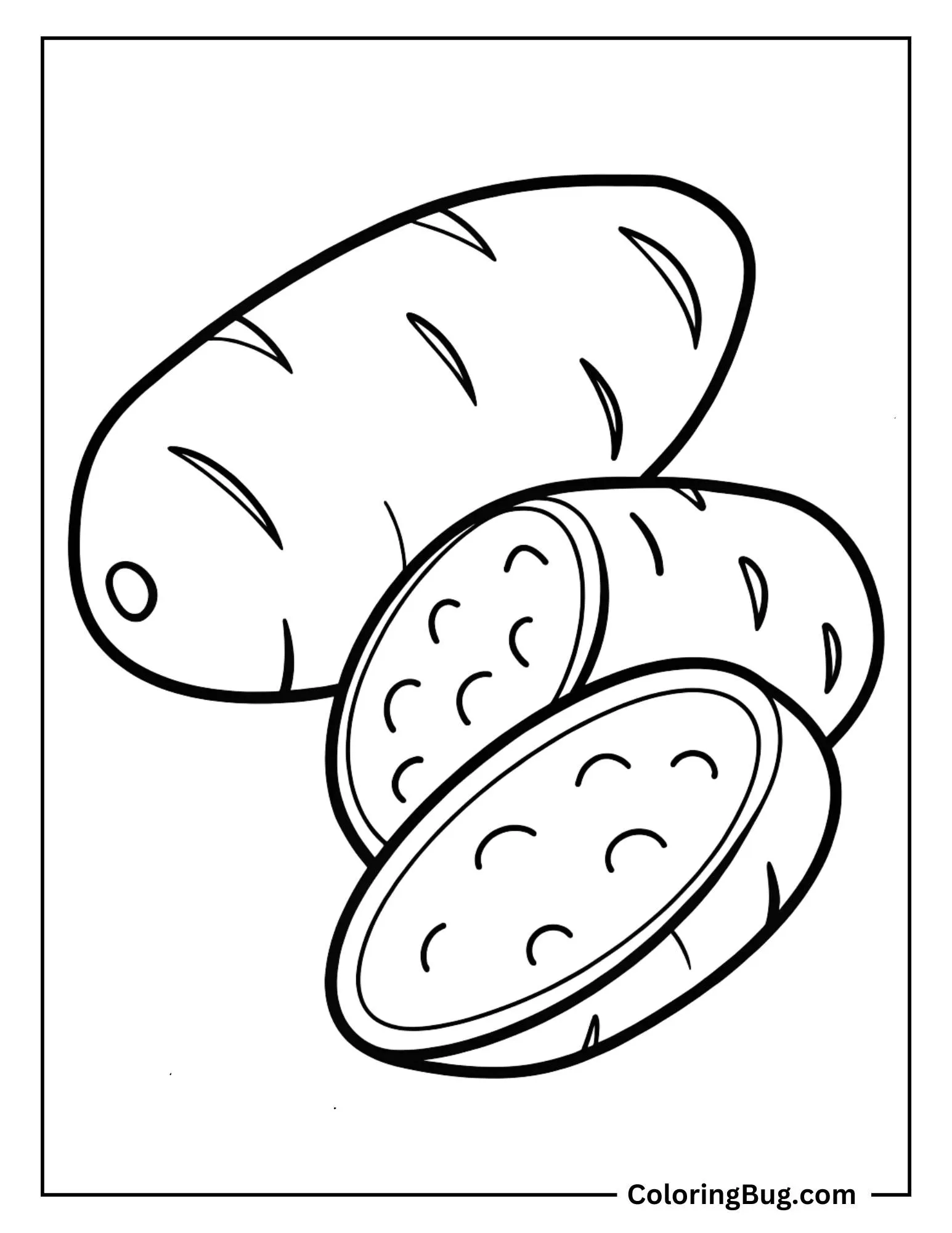 Set Of Sweet Potatoes With Their Rich Orange Flesh Showing Coloring Sheet