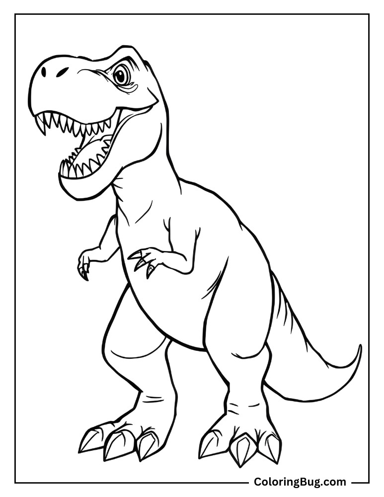 Simple Realistic T-Rex With No Background Coloring Page 