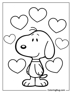 20 Snoopy Valentines Coloring Pages - Snoopy Dog With Hearts Coloring Sheet 232x300 