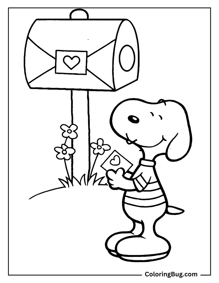 20 Snoopy Valentines Coloring Pages - Snoopy With Love Letter Coloring Sheet 768x994 