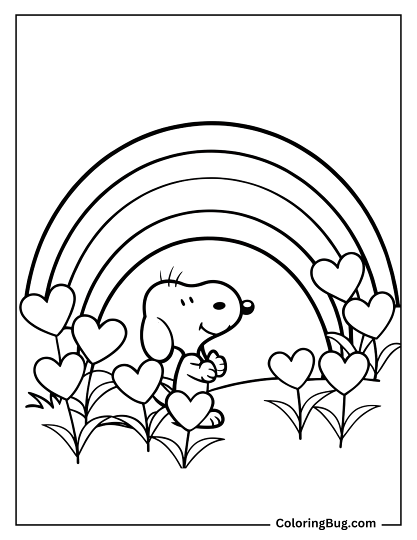 20 Snoopy Valentines Coloring Pages - Snoopy In Love Garden Coloring Sheet 834x1080 