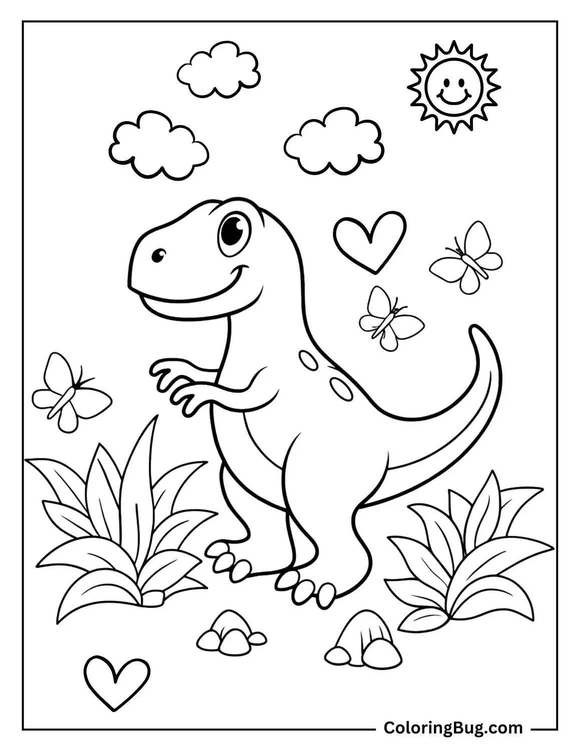 Sweet Looking T-Rex Coloring Sheet