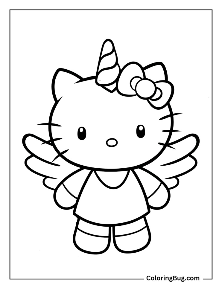 40 Unicorn Hello Kitty Coloring pages (Free printable PDFs)