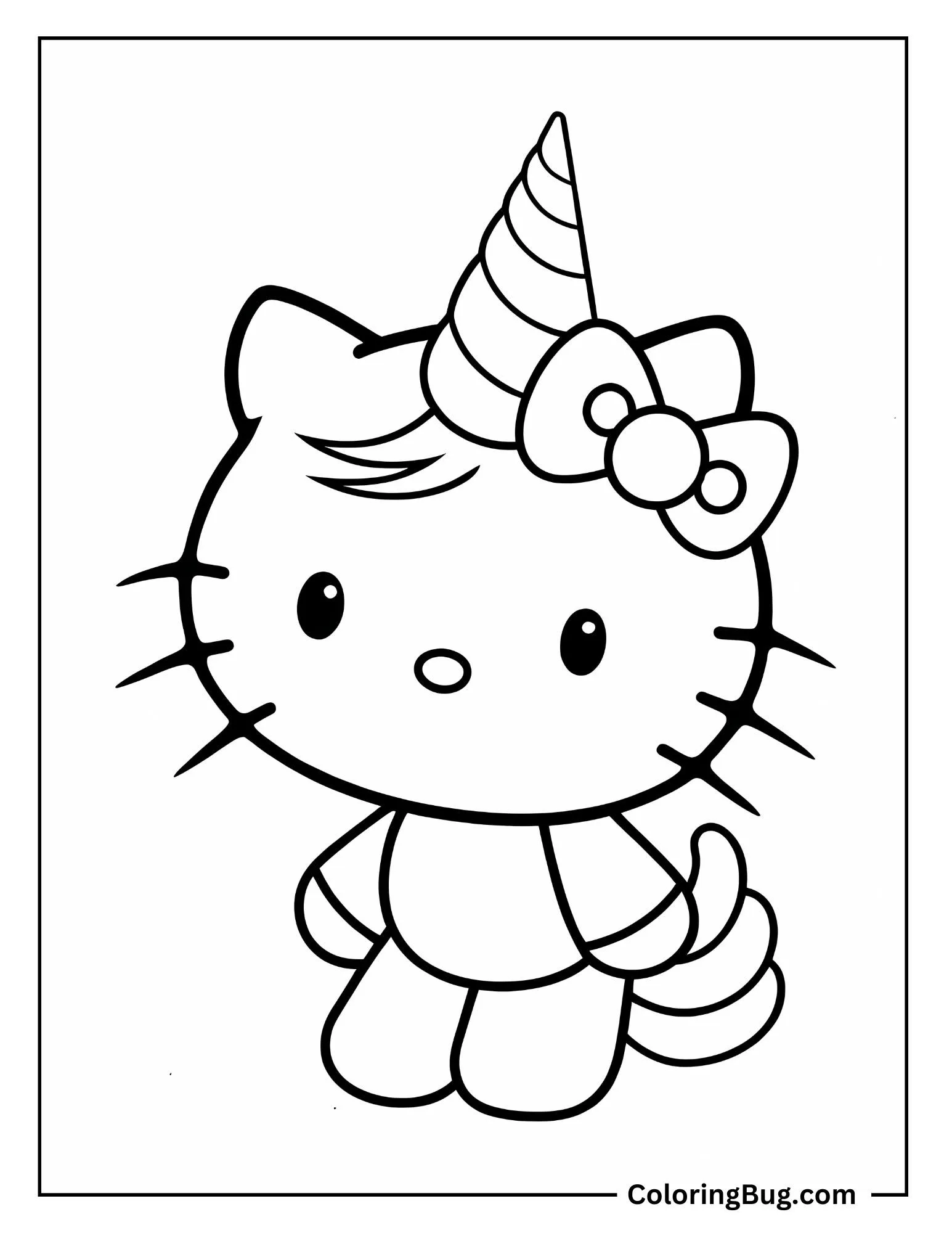 Unicorn Hello Kitty Coloring Sheet