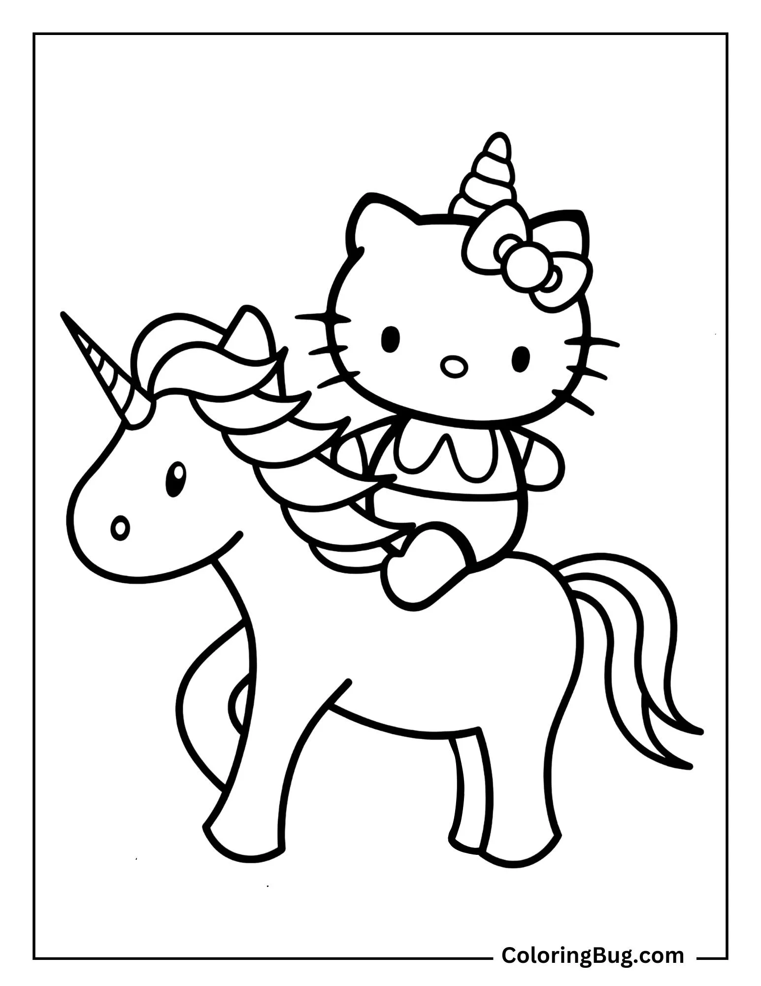 40 Unicorn Hello Kitty Coloring pages (Free printable PDFs)