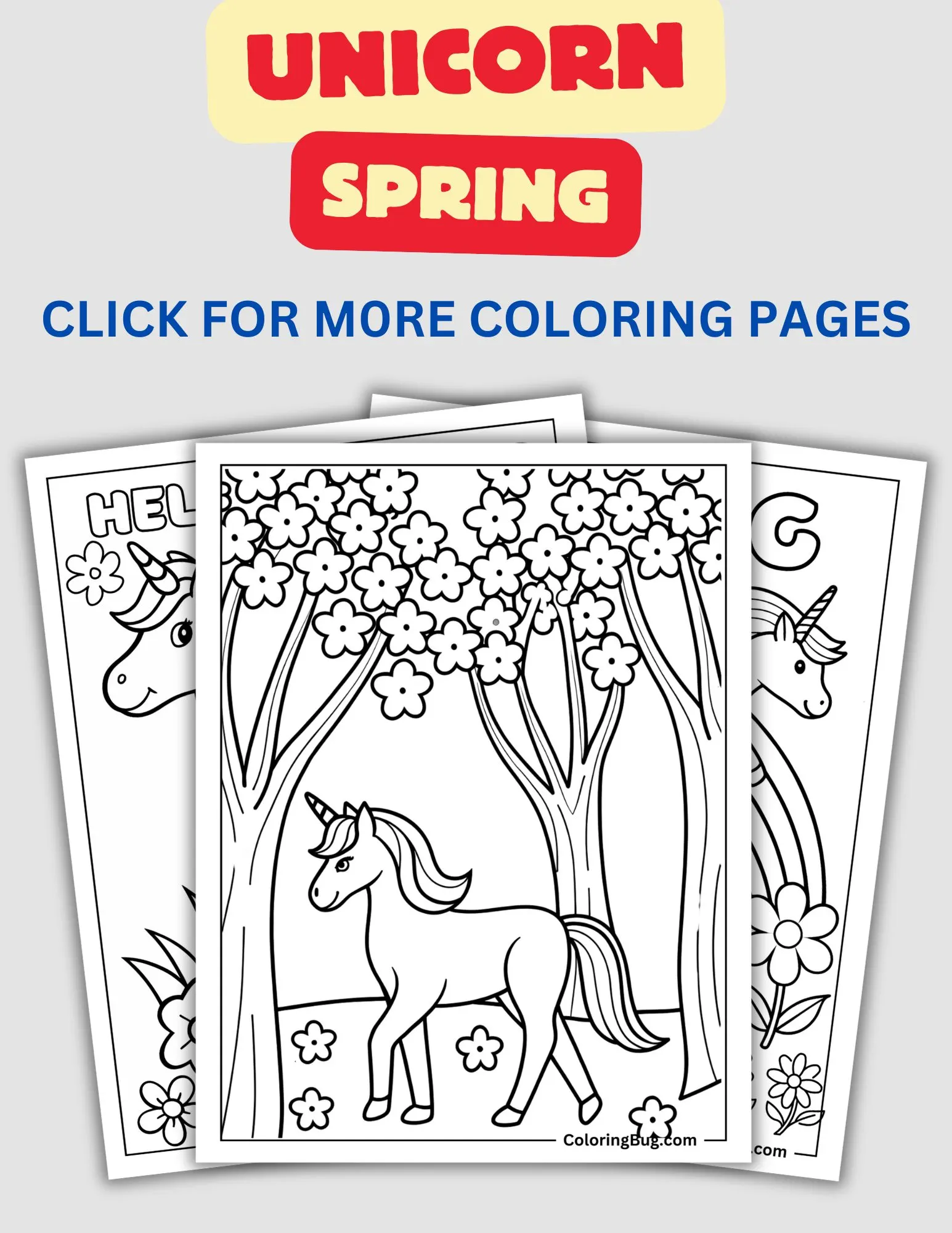 Unicorn Spring Coloring Pages