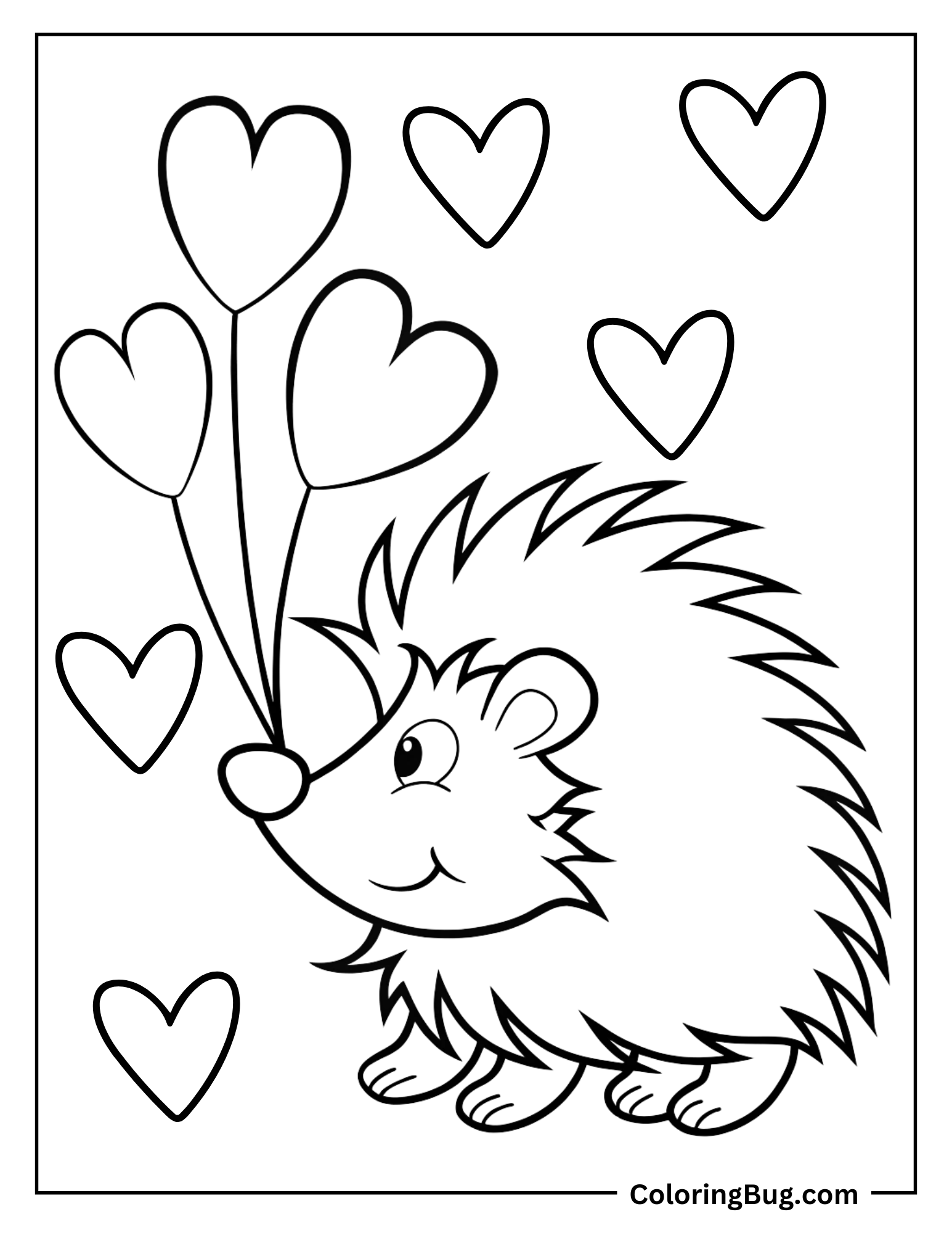 Valentine’s Day Hedgehog Coloring Sheet