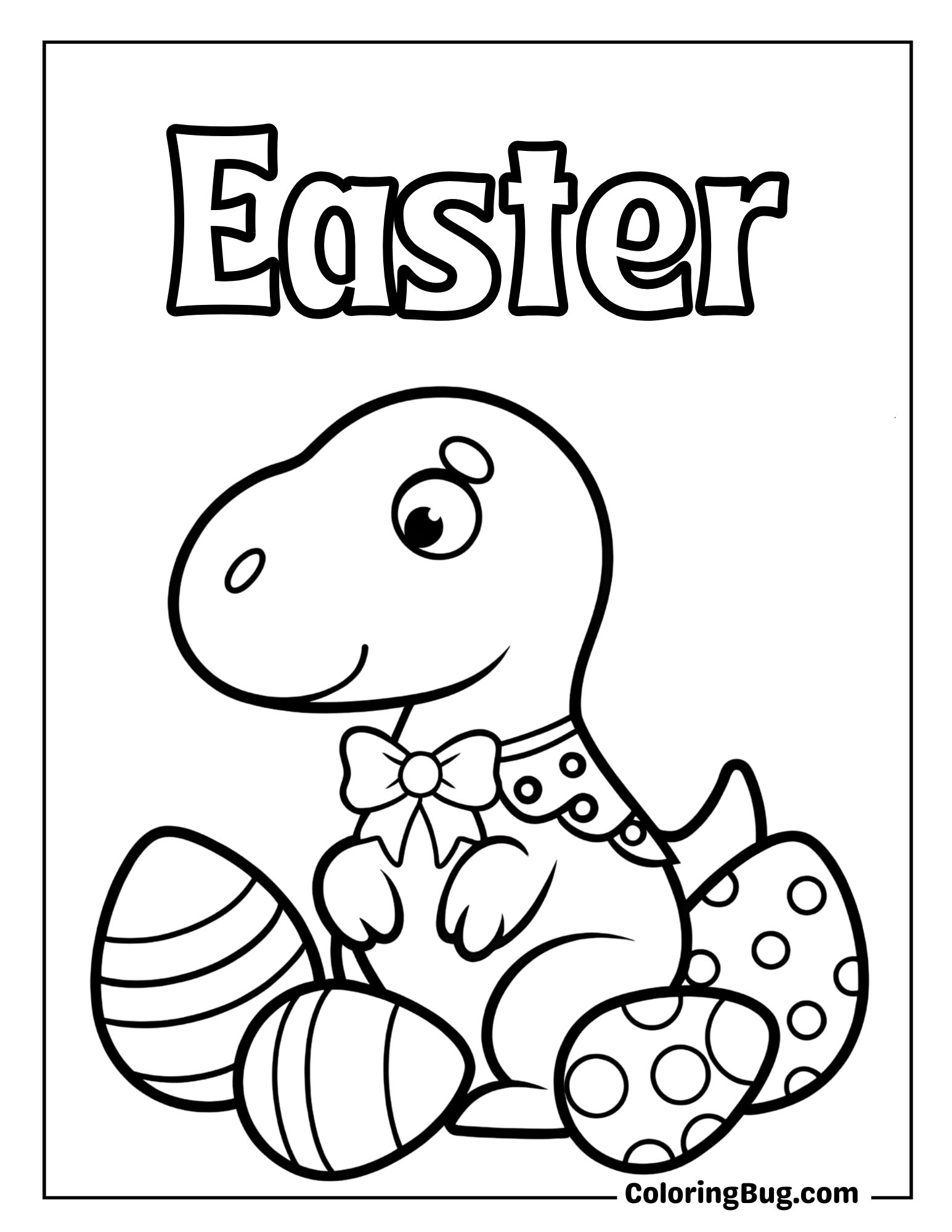 Baby Dinosaurs in Easter Outfits Coloring Sheet