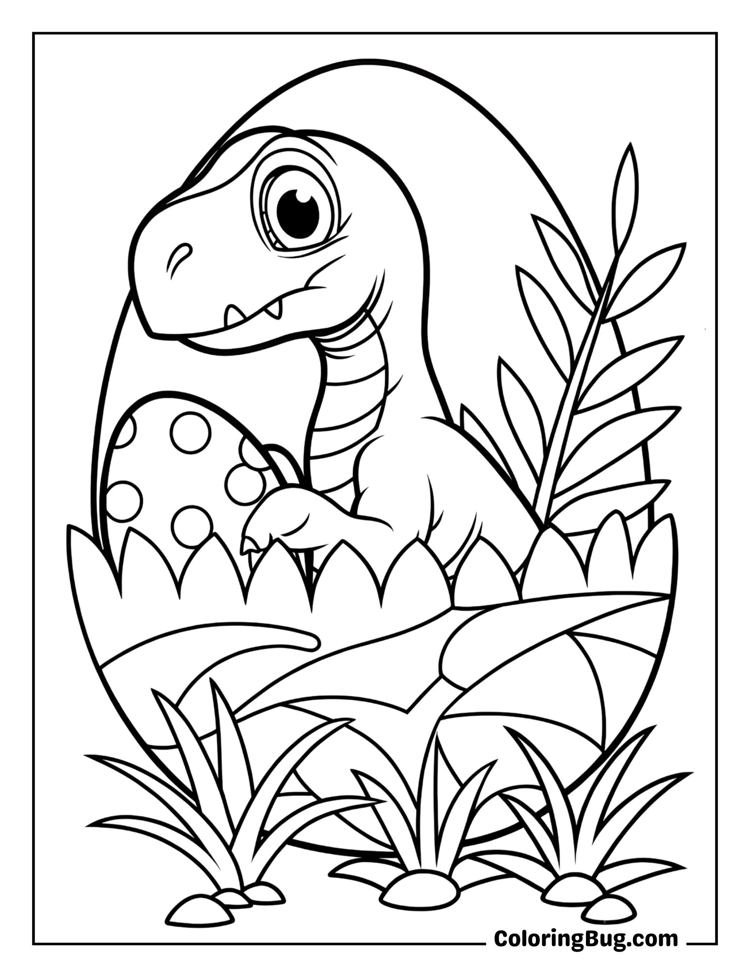 Baby Raptor Discovering a Golden Easter Egg Coloring Sheet