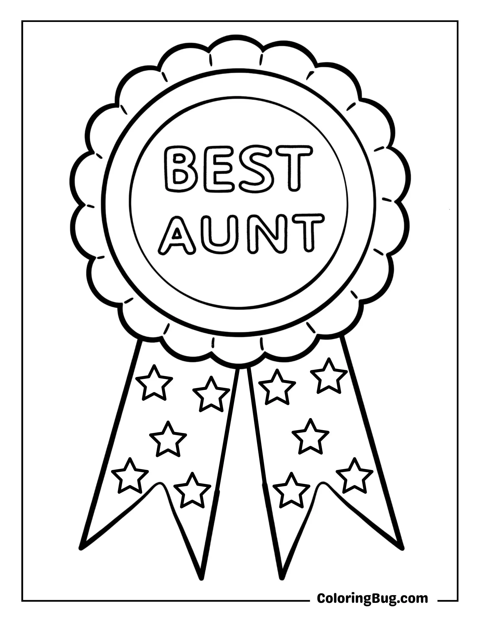 Best Aunt Badge Coloring Sheet