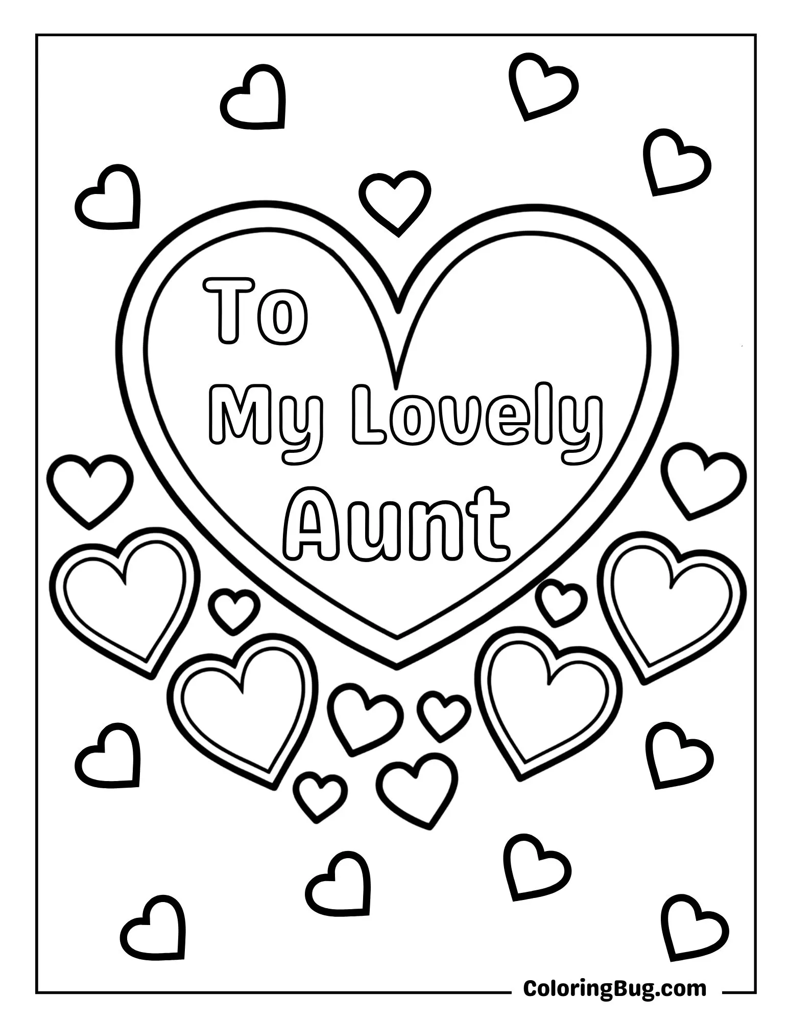 Big Heart Surrounded By Smaller Hearts Coloring Sheet