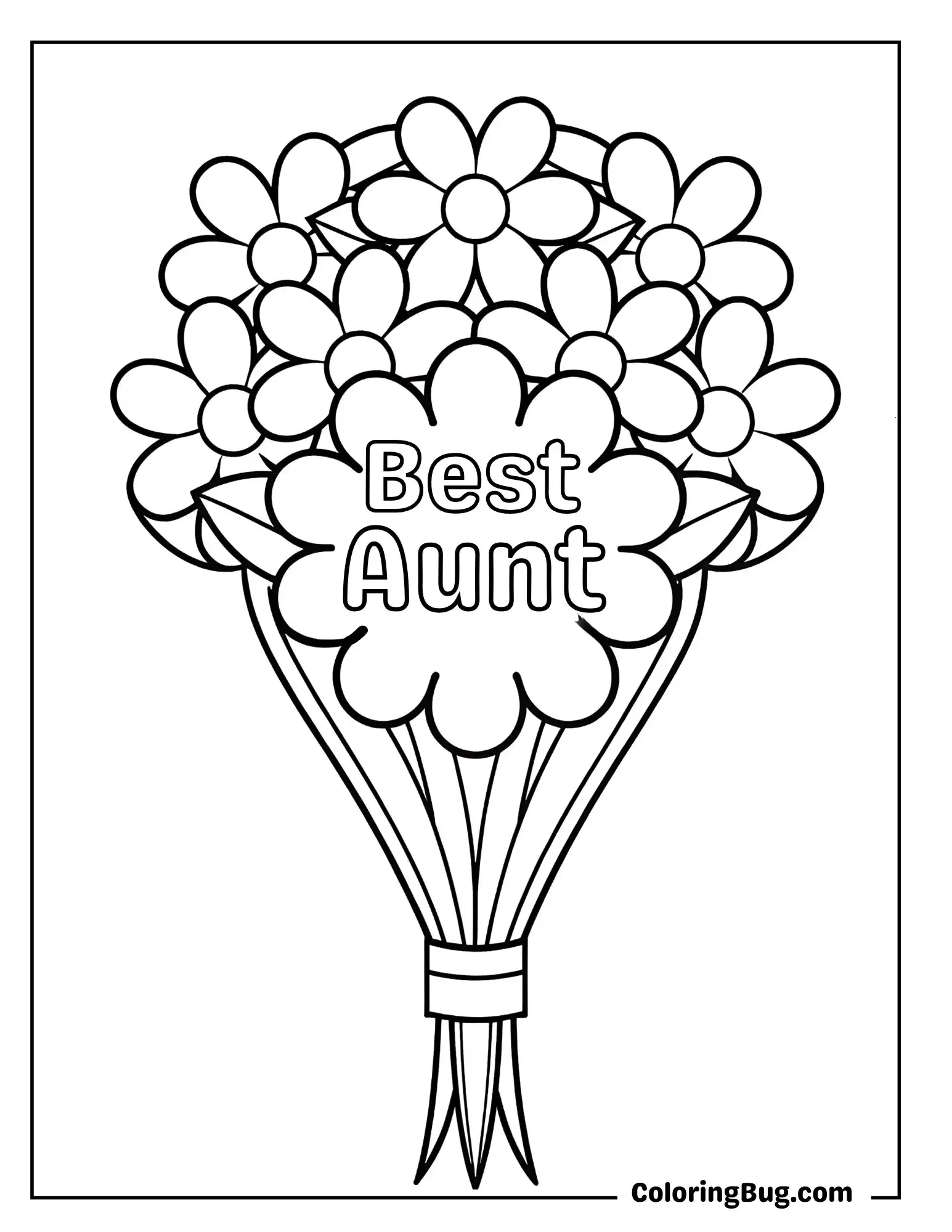 Bouquet Of Flowers With Text Coloring Sheet