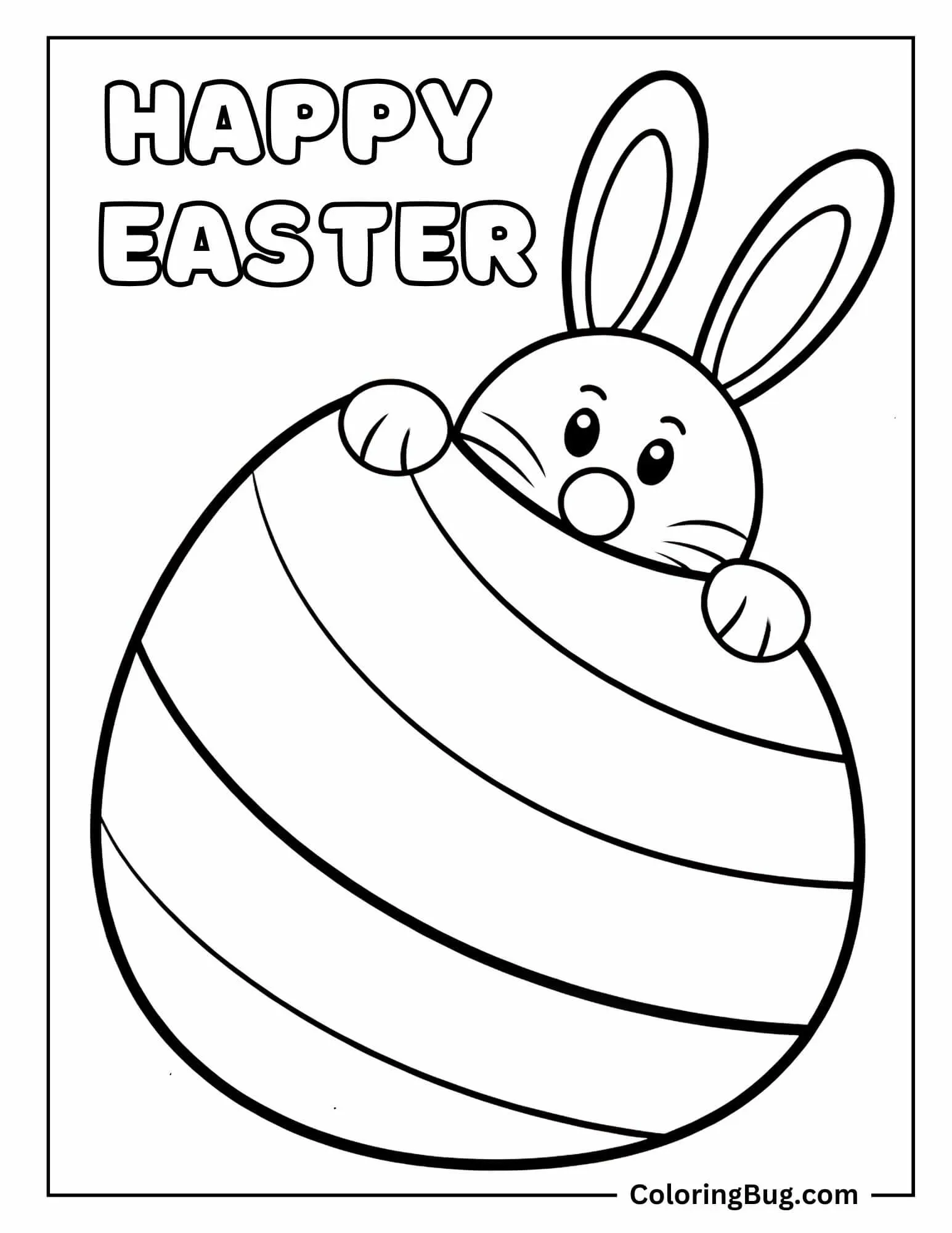 Bunny Peeking Out From Easter Egg Sheet