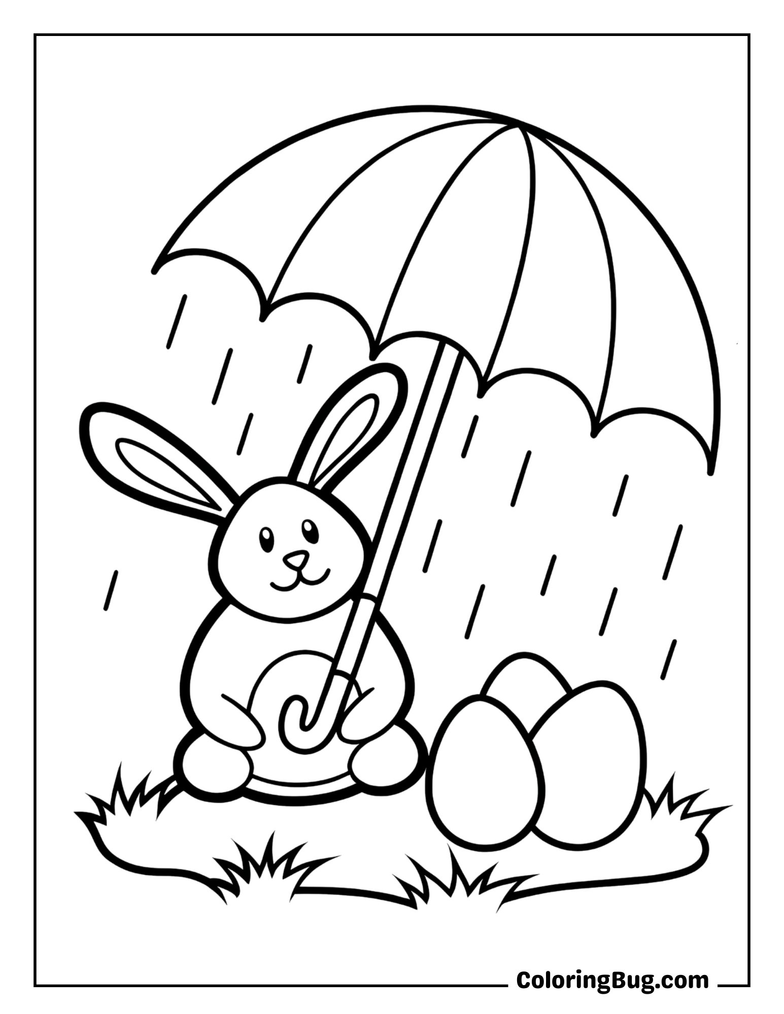 Bunny with an Umbrella Coloring Sheet