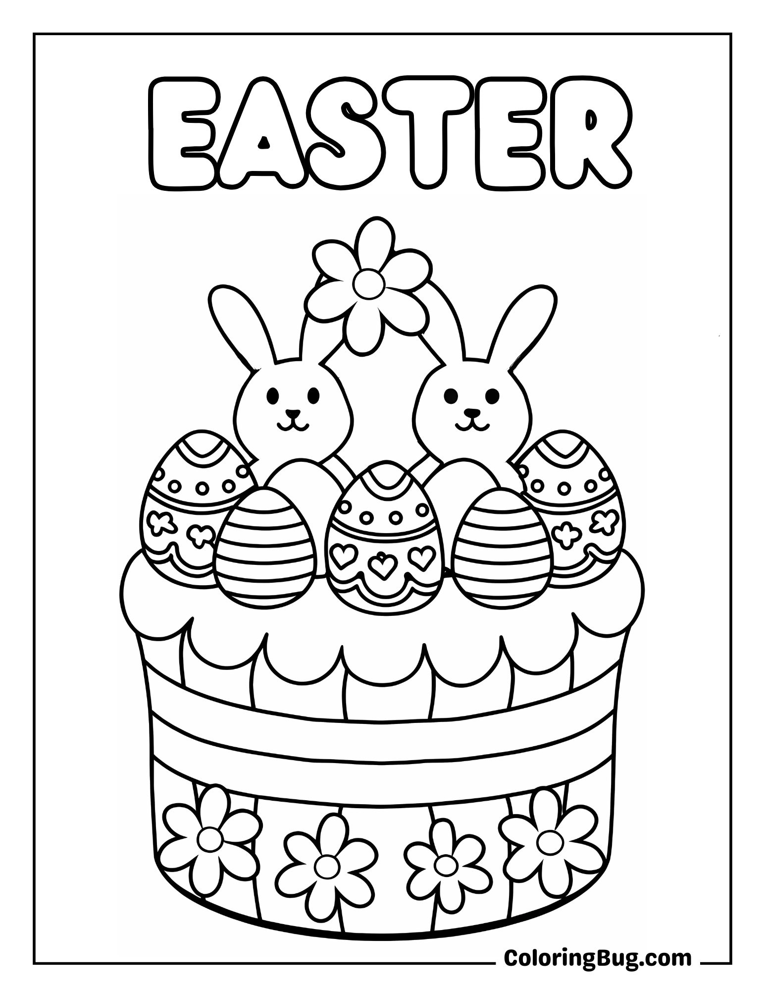 Cake with Easter Decorations Coloring Sheet