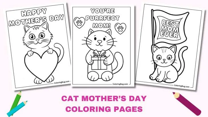 Cat Mother's Day Coloring Pages
